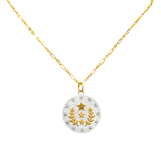 Winter Solstice Vintage Patina Diamond Circle Necklace - 50% 0ff SALE!!!