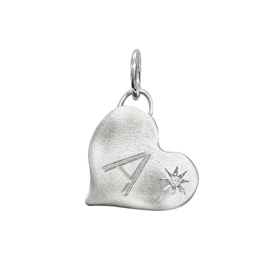 Copy of Diamond Initial Sterling Silver Heart Charm - Hand Stamped Initial