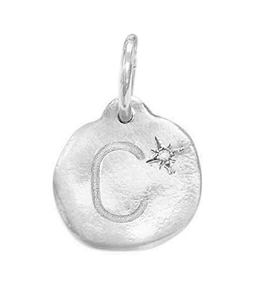 Diamond Initial Charm STERLING SILVER- (Pick your chain separately)