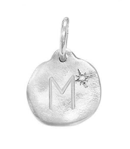 Diamond Initial Charm STERLING SILVER- (Pick your chain separately)